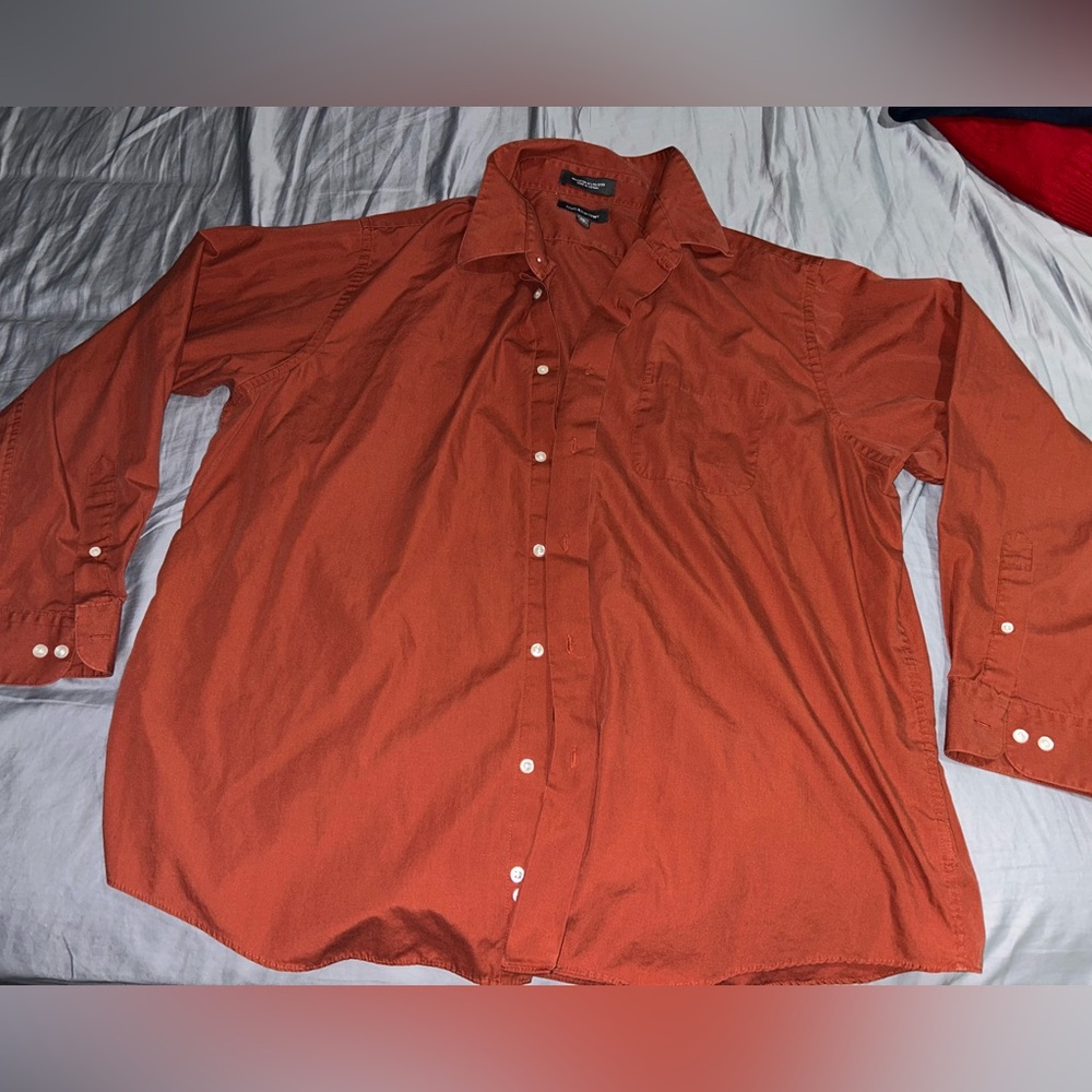 Men's Terra Cotta Colored Croft&Barrow XXL Stylish Long Sleeve Button Down Shirt
